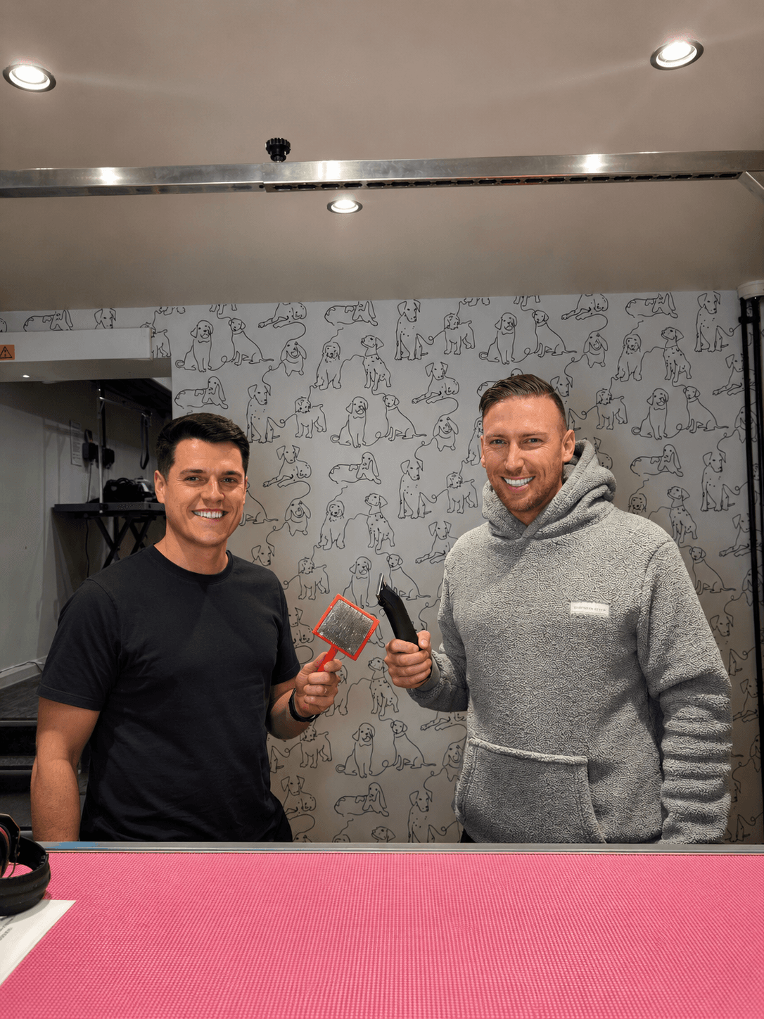Connor and David in the grooming salon